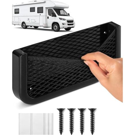 Filet de rangement pour camping-cars et caravanes - Filet de rangement en plastique robuste et maille élastique - Matériel de montage inclus (1/5)