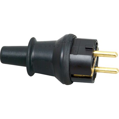 Fiche avec contact de protection KOPP 173016008 grand modèle, avec protection anti-pliure, noire