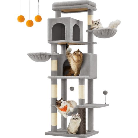 Grand Arbre à Chat, 174 cm, Multi-Niveaux, 2 Niches, 2 Paniers (1/5)
