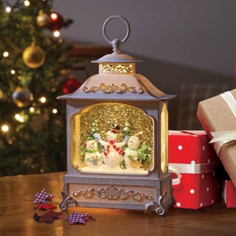 28cm Battery Operated LED Christmas Snowman Wonderland Lantern Decoration (1/3)