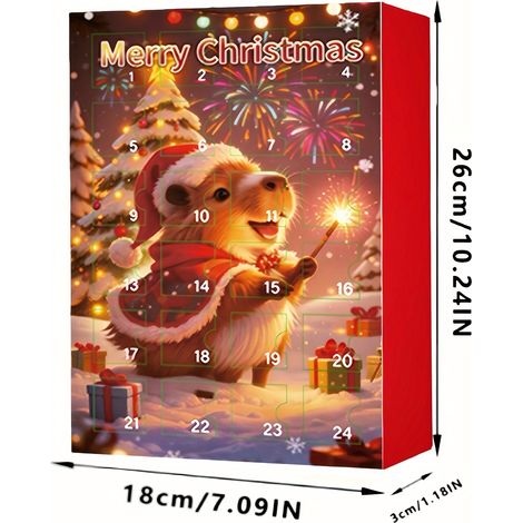 Calendrier de l'Avent Capybara – 24 jours avec figurines d'animaux mignons, décorations de Noël et cadeaux (1/5)