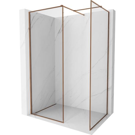 Mexen Kioto-F panel de ducha Walk-in con marco 110 x 110 cm, transparente 8 mm, oro rosa - 800-110-202-04-60-110 (1/5)