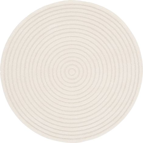 sweeek - Indoor Teppich Kreismuster mit Relief cremefarben