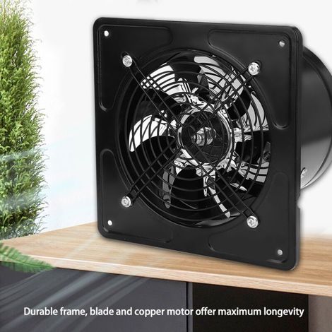Extracteur d'air, 40W 220V 6pouces Cuisine Ventilateur d'extraction mural Silencieux, pour la salle de bain, la cuisine, la ventilation du garage, 5060dB Air d'aspiration 1100m³/H (noir) (1/5)