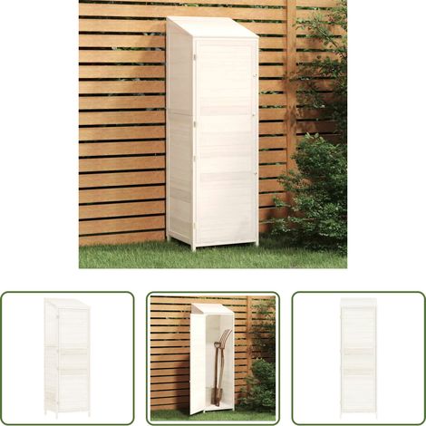 vidaXL Tannenholz Gartenhaus - Geräteschuppen Weiß 55x52x174,5 cm Massivholz Tanne (1/5)