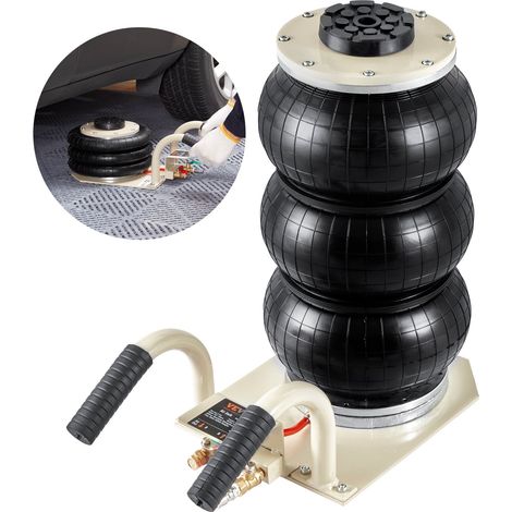 Cric Pneumatique 3 T 140-450 mm Cric de Levage Pneumatique 0,8-1,0 MPa Cric Gonflable 3 Coussins d’Air Levage Rapide Facile Portable pour Réparation Entretien Voiture SUV Atelier Garage Blanc (1/5)