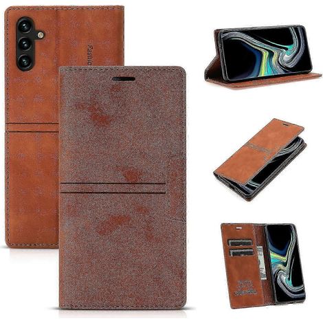 Étui de téléphone compatible Samsung Galaxy A14 5G en cuir PU anti-rayures avec fermeture magnétique et protection intégrale. Coque intérieure en TPU avec support et portefeuille intégré. (1/4)