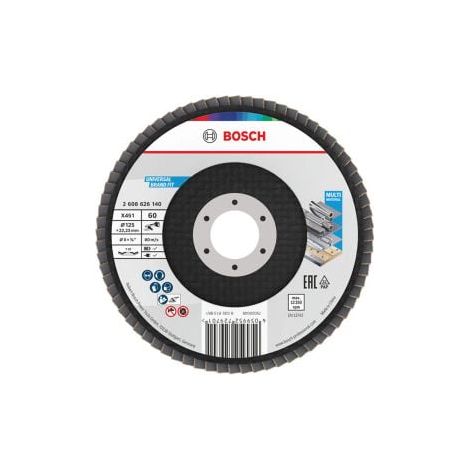 Bosch X451 Fächerschleifscheibe, 125 x 22,23 mm, K60, Z29, 15-tlg (1/5)