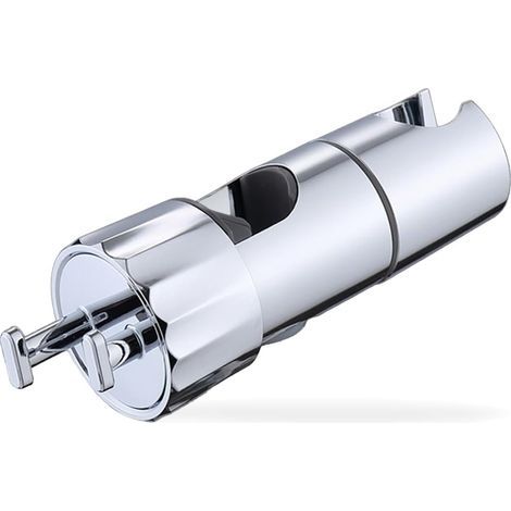 Supporto universale per soffione doccia con 2 ganci, regolabile a 360 gradi, cromato, per aste da 18-25 mm. (1/5)
