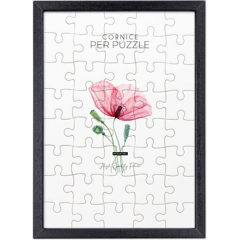 Lupia - Cornice per Puzzle Optical Black Nera da parete in Legno, protezione frontale in Acrilico Trasparente, Adatta e Compatibile con Formati Vari di dimensioni, pezzi e tessere 62x42 cm