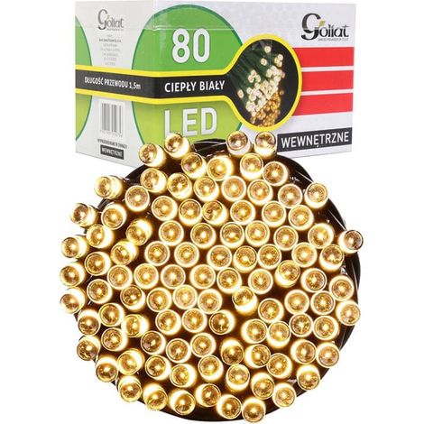 Luces para árbol de Navidad, anillo de 80 LED, luz blanca cálida. (1/5)