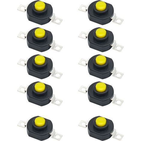 10-teiliger selbstverriegelnder Druckknopfschalter, 0,5 A 30 V 2-poliger verriegelbarer Mini-Ein/Aus-Schalter, Mikroschalter für Taschenlampe (1/5)
