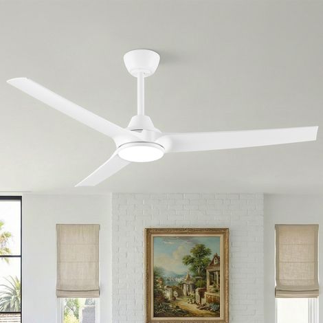 Parrot Uncle 52 Inch Ceiling Fan with Light, White LED Ceiling Fan with Silent DC Motor, Remote Control Reversible Fan, 6 Speed Dimmable Ceiling Fan for Bedroom Living Room (1/5)