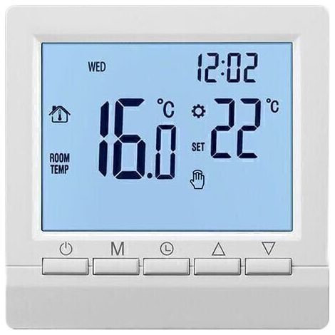 Termostato per riscaldamento elettrico, manopola manuale 16A, display negativo, caratteri bianchi su sfondo nero, no Wi-Fi - display negativo caratteri bianchi su sfondo nero no Wi-Fi