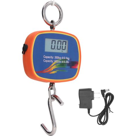 Balance électronique à crochet 600LB double écran LCD, pèse-poisson numérique industriel portable prise US 90-240V (1/5)