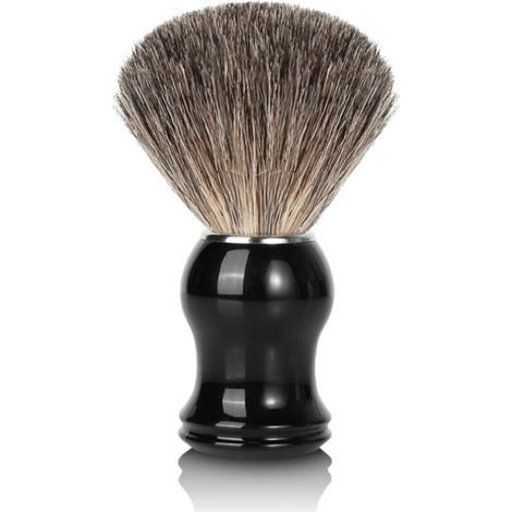 Blaireau de rasage pour homme, fait main, en poils de blaireau, compatible avec tous les rasoirs (avec mousse et savon à raser), idéal pour homme (manche en ABS, 1 pièce)