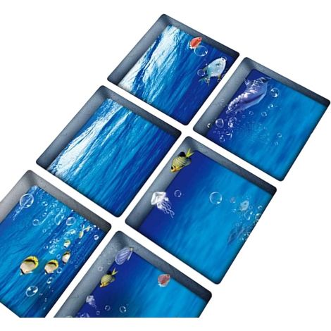 Adhésif Antidérapant Pour Baignoire - Carreaux PVC 3D Carrés Étanches - Pour Baignoire Douche Piscine Escaliers - 6 Pièces 15 x 15 cm