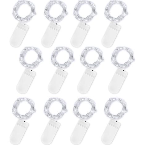 VUSZR LED Mini Lichterkette mit Batterie, 12x20er Micro Lichterkette außen Batterie, 2M DIY kleine Lichterketten Wasserdicht für Party Hochzeit Weihnachten Beleuchtung Deko (Kaltweiß, 12 Pack) (1/5)