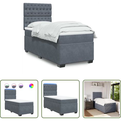 Matelas à ressorts ensachés - Sommier à lattes de lit avec matelas Gris foncé 100x200 cm (1/5)