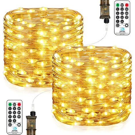Guirlande Lumineuse Chambre, 23M 200LEDs Guirlandes Lumineuses à LED, 8 Modes Etanche avec Prise pour Décoration Intérieure Extérieure, Noël, Jardin, Anniversaire, Mariage (Blanc Chaud, Lot de 2) (1/5)