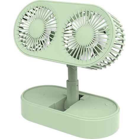 Ventilateur de table pliable double moteur rotatif rafraîchissant, 3 vitesses, USB rechargeable portable pour maison cuisine camping extérieur (1/5)