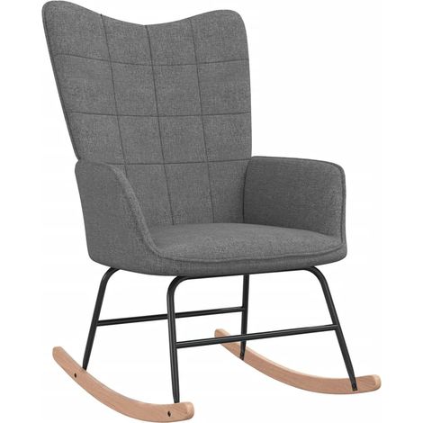 Chaise à bascule, Rocking chair design contemporain, Fauteuil à bascule Gris foncé Tissu BGT55642 (1/5)