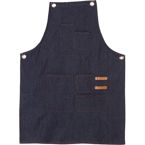 Tablier En Denim - Résistant Et Réglable Avec Crochets Détachables - Pour Cuisine Jardinage Boulangerie Peinture - Taille Unique (1/5)