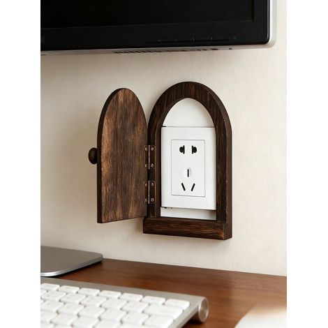 Cache-prise électrique en bois fait à la main, décoratif et anti-poussière pour salon, chambre, salle de jeux, hôtel, décoration de maison (1/4)