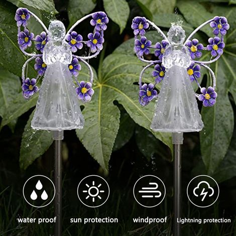 Set mit 2 LED-Solar-Engelslichtern, wasserdichte Gartenleuchten für den Außenbereich, Dekoration für Halloween und Weihnachten (1/5)