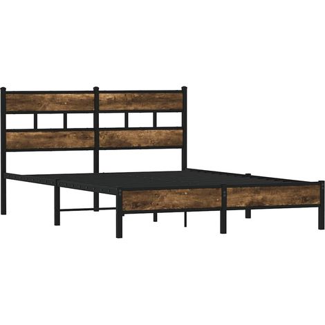 Estructura cama con cabecero sin colchón roble Sonoma 160x200cm vidaXL