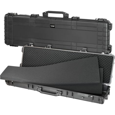 HMF Outdoor Transportkoffer ODK200, Wasserdichter IP67 Hartschalenkoffer mit Rasterschaumstoff, 135 x 41 x 15,5 cm, Schwarz
