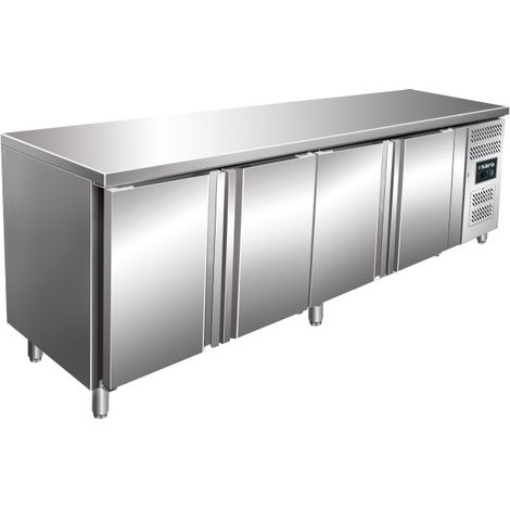Table réfrigérée - 4 portes - Inox - Professionnel - Saro