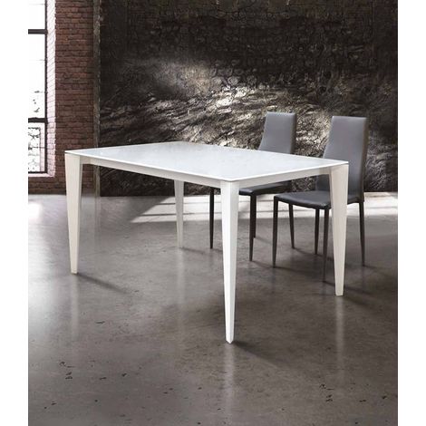 Tavolo vetro design moderno Bianco Dimensione Tavoli: 140 x 90 (1/4)