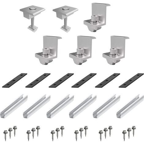 Solar Panel Mounting Bracket – AL6005-T5 Aluminum Alloy – Corrosion and UV Resistant – 6 Mini Rails and Accessories Included (1/5)