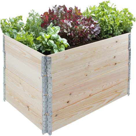 Hochbeet aus Holz 120x80x80 cm Palettenrahmen 4-teilig stapelbar Pflanzbeet Garten Balkon natur (1/5)