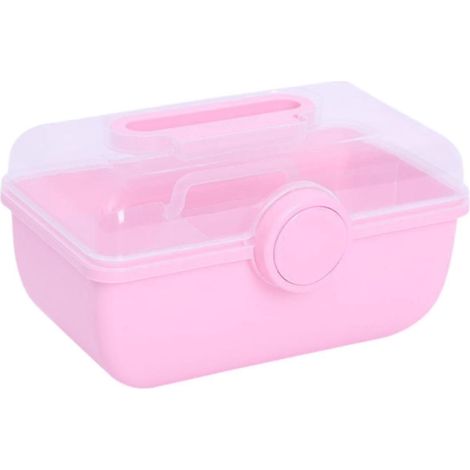 Boîte de rangement pour accessoires de cheveux pour fille, boîte de rangement pour bijoux, présentoir portable verrouillable pour accessoires de cheveux et colliers pour petites filles-Pink (1/5)