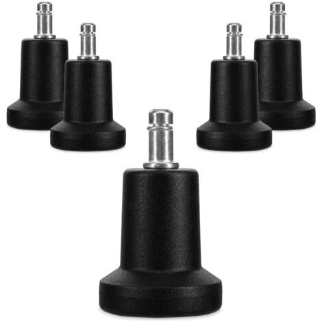 BUNTHAUS Cloches pour chaise de bureau - Lot 5 embouts remplacement roulettes de chaise 11/22 mm - Pied de siège fixe et silencieux pour sol dur (1/5)
