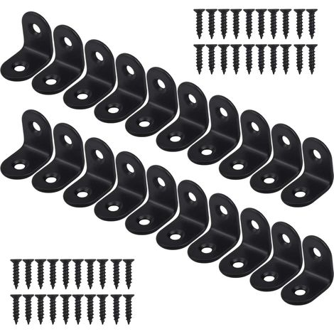 20 équerres de fixation, équerres d'angle, équerres à angle droit en acier inoxydable, petites équerres métalliques, entretoises d'angle avec 40 vis pour meubles en bois, chaises, tables, 20 x 20 mm ( (1/5)