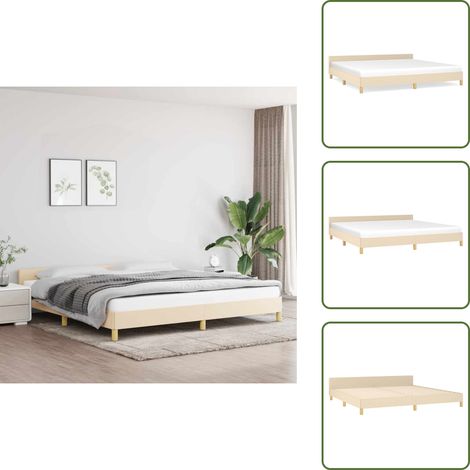 Cadre de lit sans matelas crème 200x200 cm tissu - Cadre De Lit - Lit Double - Literie - Meuble Chambre - Tête De Lit (1/5)