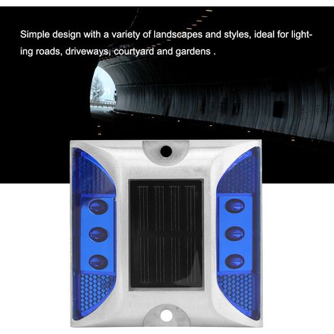 Lampes de signalisation solaires LED étanches à piquet pour allées, routes et autoroutes (bleu) (1/5)