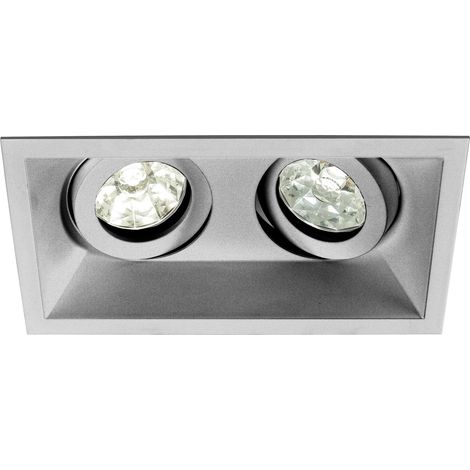 Spot DECO GU10 carré 2 têtes orientable, alu laqué IP20 - EUROPOLE - 27841 (1/4)