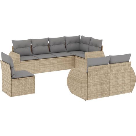 Juego de sofás de jardín con cojines beige 8 pzas ratán PE vidaXL (1/5)