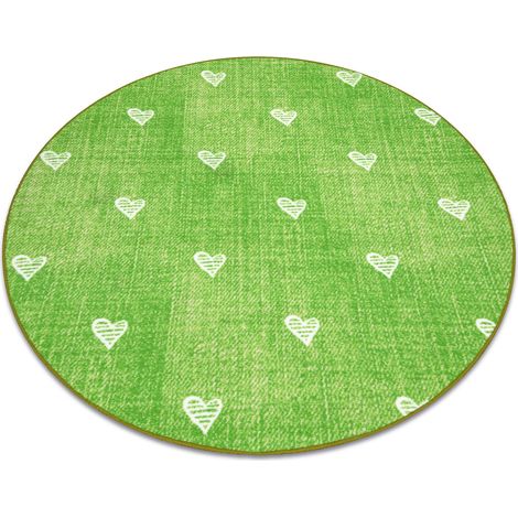Teppich für Kinder HEARTS Kreis Jeans, vintage Herzen - grün green rund 200 cm