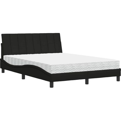 Bett mit Matratze "Hanko" Schwarz 140x190 cm Stoff vidaXL (1/5)