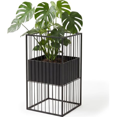 Supporto per piante in ferro nero, 61 cm – Design moderno a griglia (1/5)