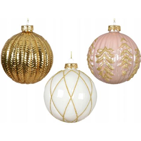 Adorno navideño de cristal, decorado, redondo, grande, 10 cm, 1 unidad (1/4)