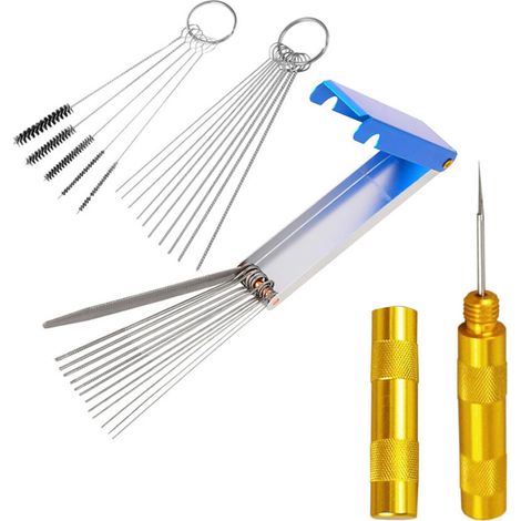 Kit De Nettoyage Pour Carburateur - 10 Aiguilles En Acier Inoxydable + 5 Brosses En Nylon + 13 Câbles De Nettoyage + 1 Poinçon Pointu - Pour Motos ATV Outils De Soudage (1/5)