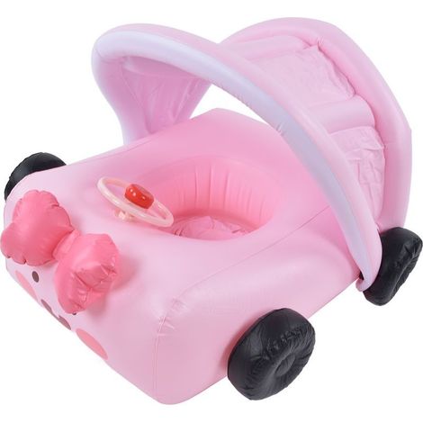 Bouée de natation bébé forme voiture rose, épaisse et sécurisée, adaptée pour piscine et jeux d'eau dès le plus jeune âge (1/5)