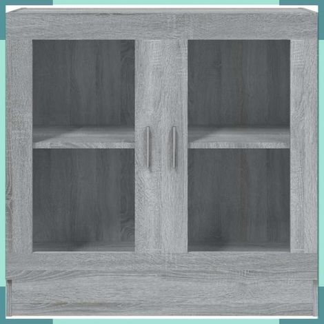 815616 Armoire à vitrine Sonoma gris 82,5x30,5x80 cm Bois d'ingénierie (1/5)