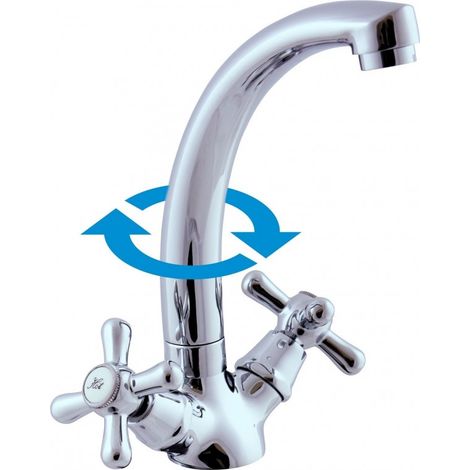 Mélangeur lavabo haut MORAVA à bras pivotant en laiton chromé H 17,6 cm (1/4)